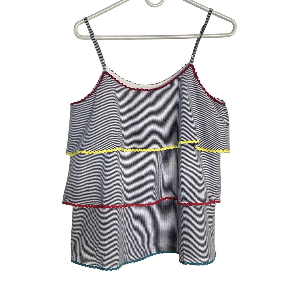Andree By Unit Brandi Woven Tiered Rick Rack Trim Striped Tank Top